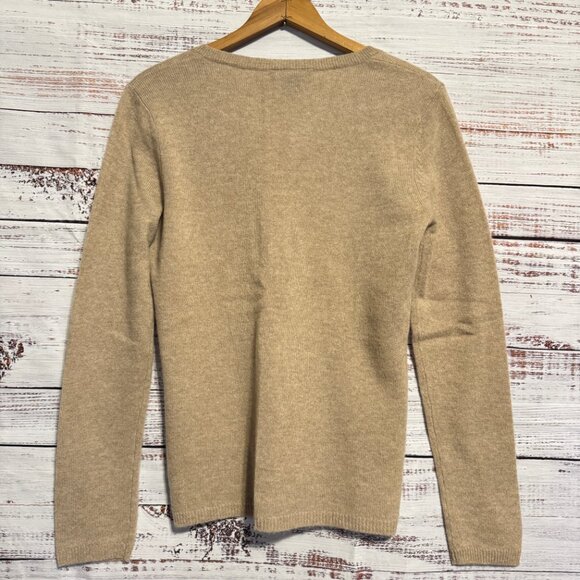 ANN TAYLOR Cashmere Camel Tan V-Neck Sweater DEFECT NWOT - Picture 2 of 7